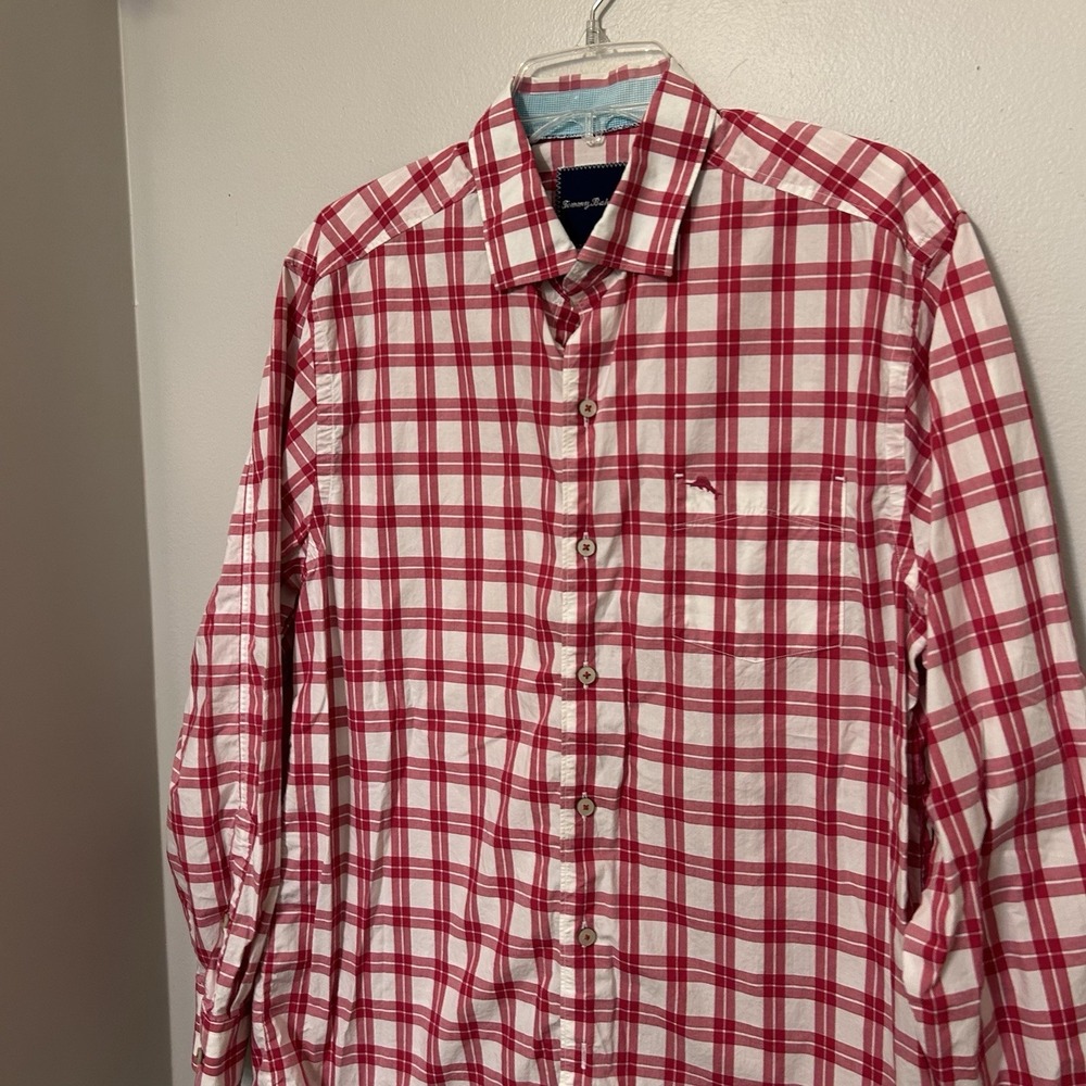 Tommy Bahama Button Up Shirt Mens Medium Pink Check Preppy Casual Long Sleeve - Picture 3 of 7